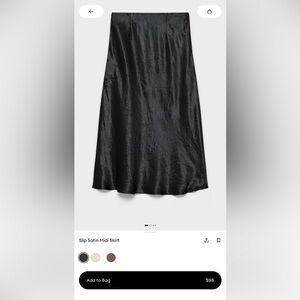 Aritizia slip satin midi skirt